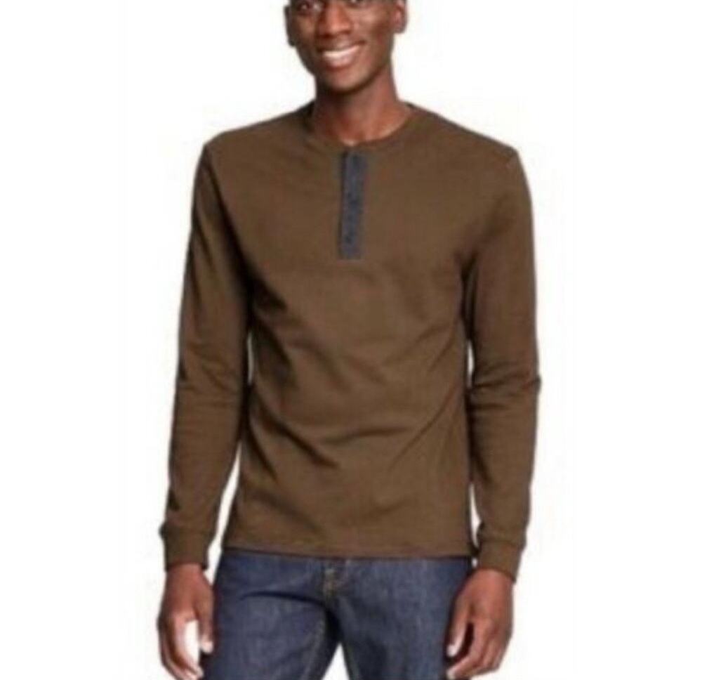 NWT 3.1 Phillip Lim Target Henley Shirt Mens XL Brown Long Sleeve